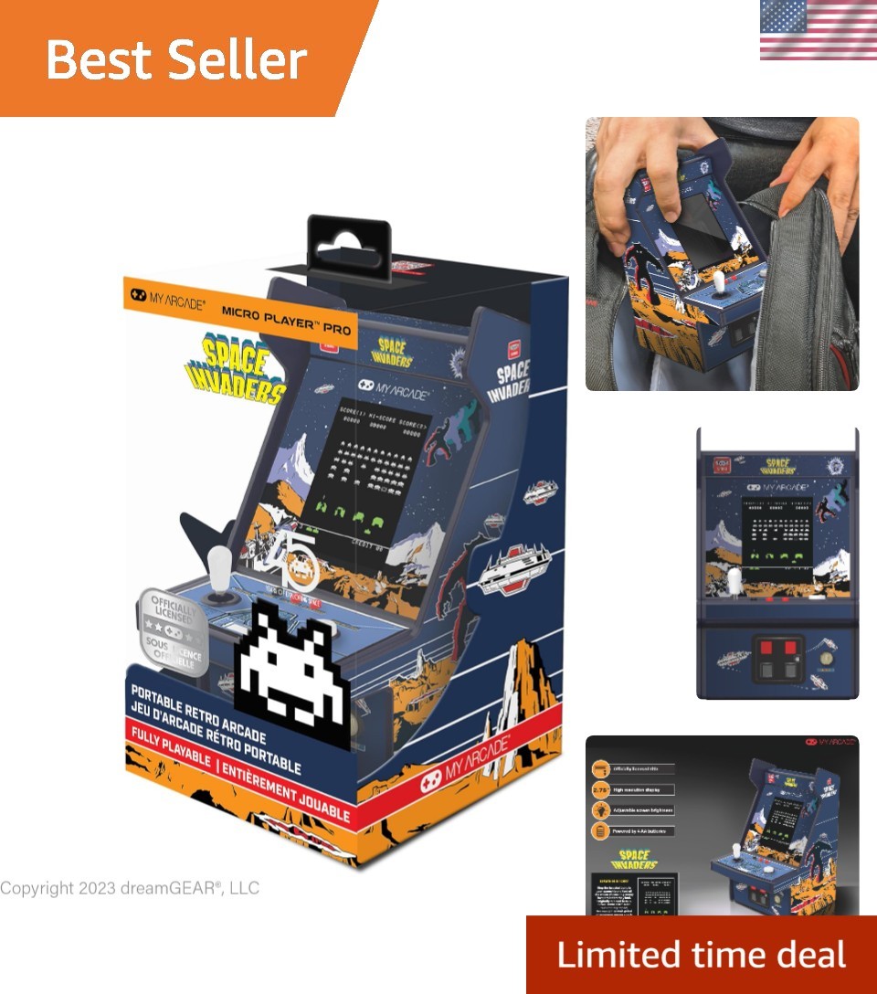 Space Invaders Mini Arcade: Collectible 6.75″ Gaming Machine for Nostalgic Fun